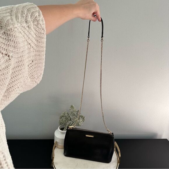 Ted Baker Black Mini Grain Minimalist Crossbody Bag with Gold Chain Hardware - Picture 6 of 16